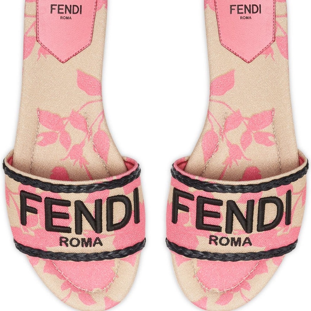 Fendi signature floral motif pink slide 36 6